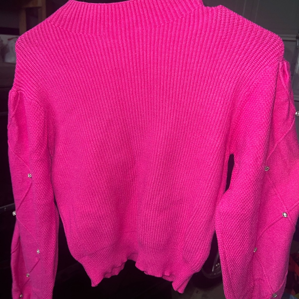 Fashion Nova Bright Pink Cowl Neck Sweater